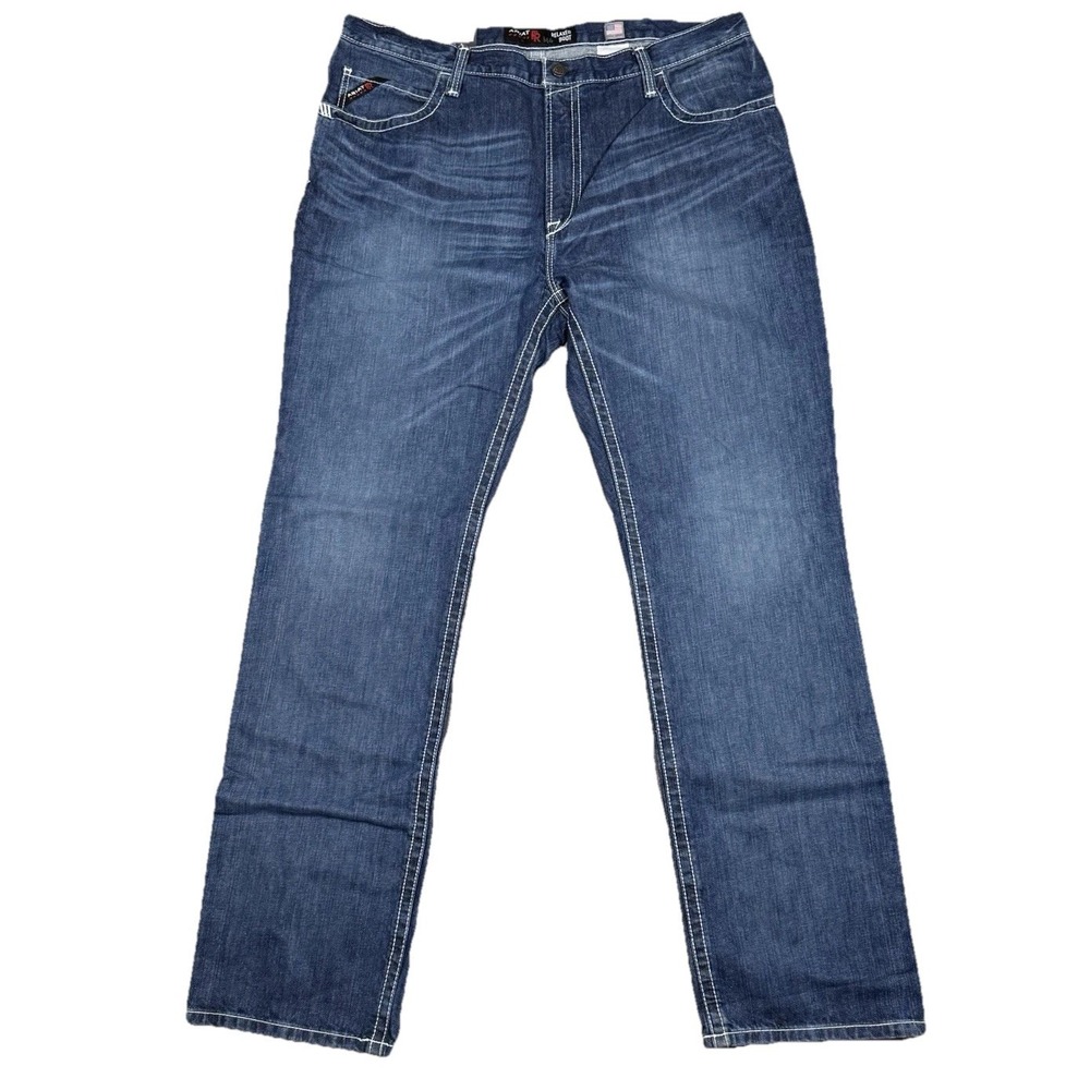 Ariat FR M4 Jeans Mens 42x36 Blue Denim Work Cat2 Relaxed Boot Cut